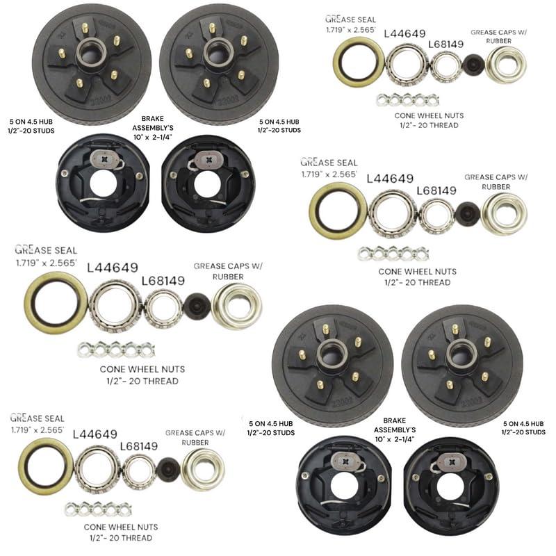 RITZ INDUSTRIAL 5 on 4.5 Trailer Hub Drum Kits with 10"X2 1/4" E 並行輸入品