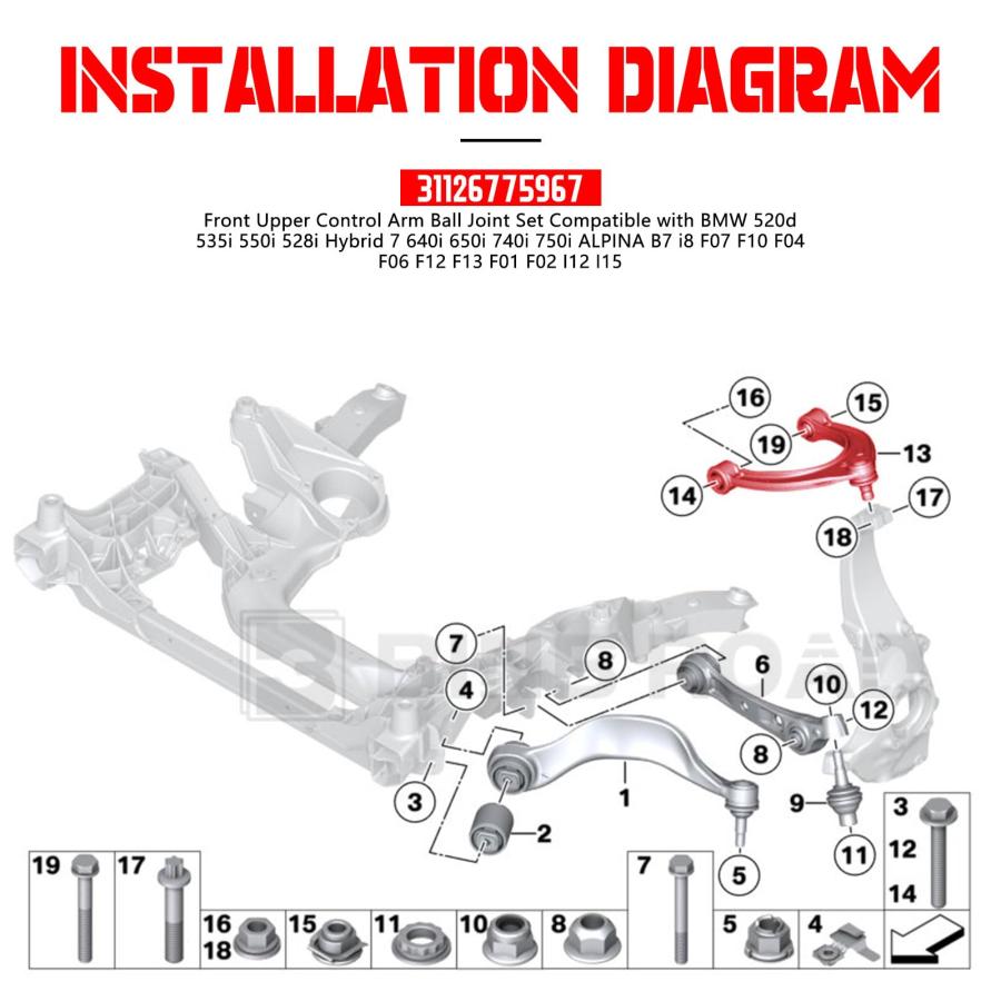 BINB ROAD Front Upper Control Arm with Ball Joint Set 3112677596 並行輸入品の画像