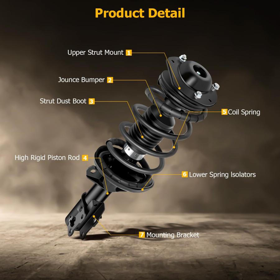 ASAPE 2PCS Front Complete Struts Assembly w/Coil Spring Fit for  並行輸入品の画像