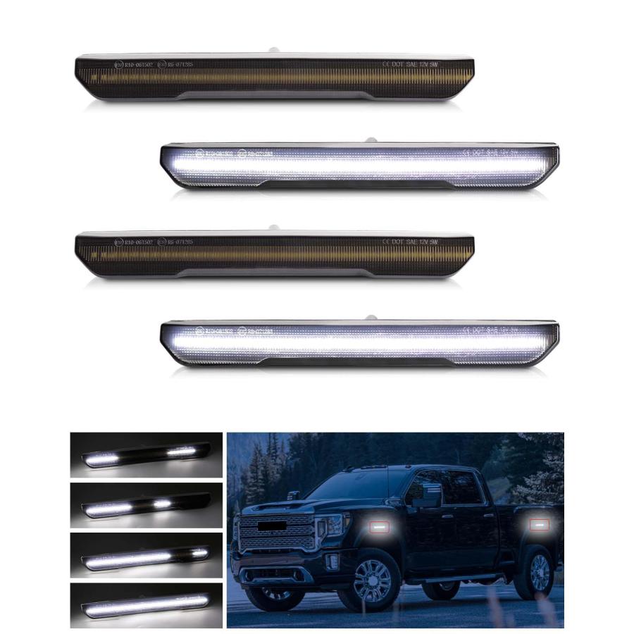 【並行輸入品】 Dynamic White LED Side Marker Lights for GMC Sierra 2500HD 3500Hの画像