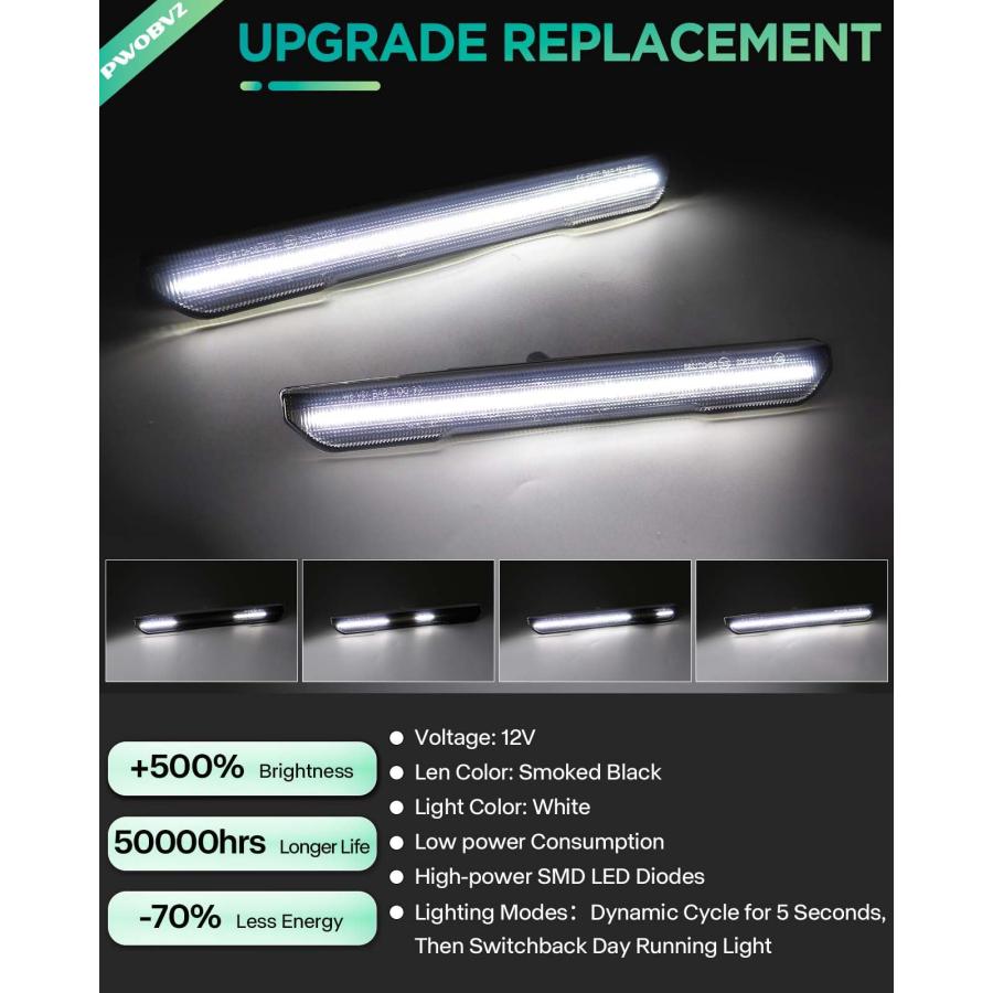 【並行輸入品】 Dynamic White LED Side Marker Lights for GMC Sierra 2500HD 3500Hの画像