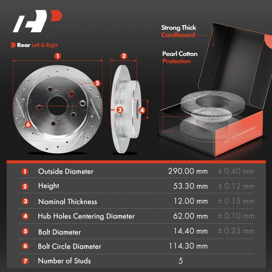 【並行輸入品】 A Premium 11.42 inch (290 mm) Rear Drilled and Slotted Disc Brakの画像