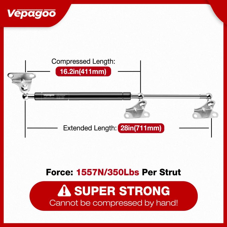 Veapgoo 28インチ 350ポンド ガスショックストラットスプリング Vepagoo 28 Inch 350lb/1557N 並行輸入品