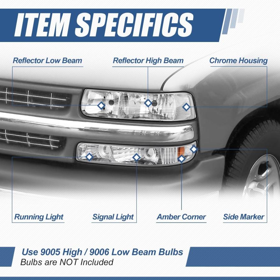 Auto Dynasty Headlights Assembly Compatible with 1999 2006 Chevy 並行輸入品の画像