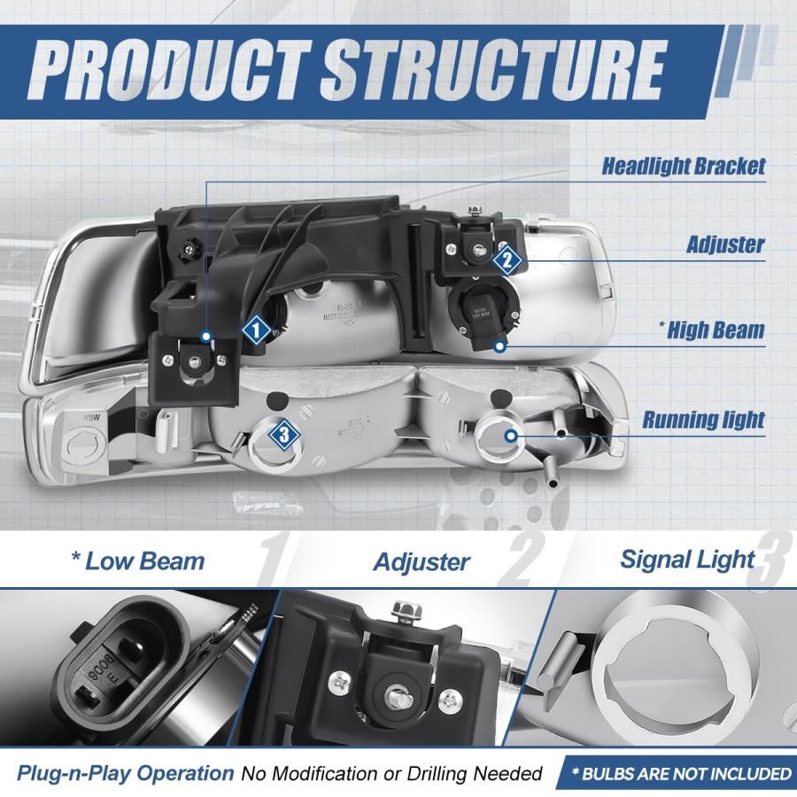 Auto Dynasty Headlights Assembly Compatible with 1999 2006 Chevy 並行輸入品の画像