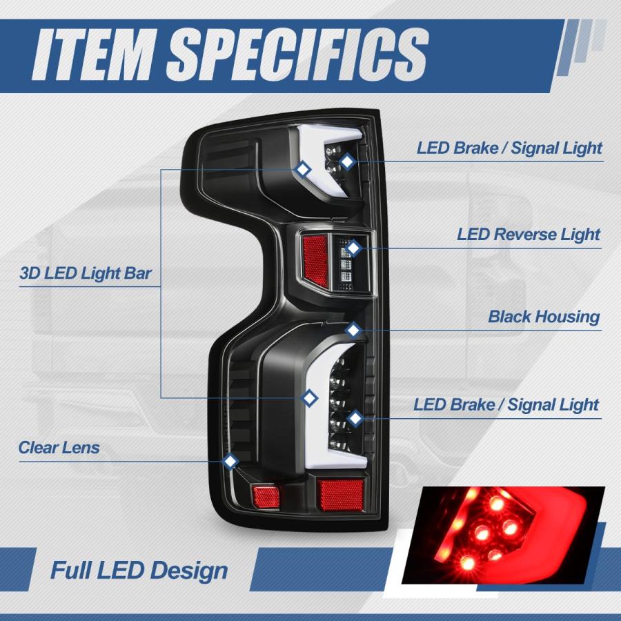 Auto Dynasty Rear Red LED DRL Tail Lights Brake Lamps with Rever 並行輸入品の画像
