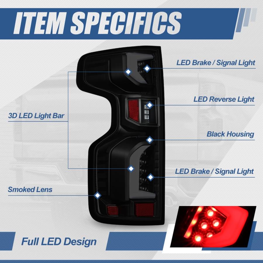 【並行輸入品】 Auto Dynasty Tail Lights Compatible with 2019 2024 Chevy Silveraの画像