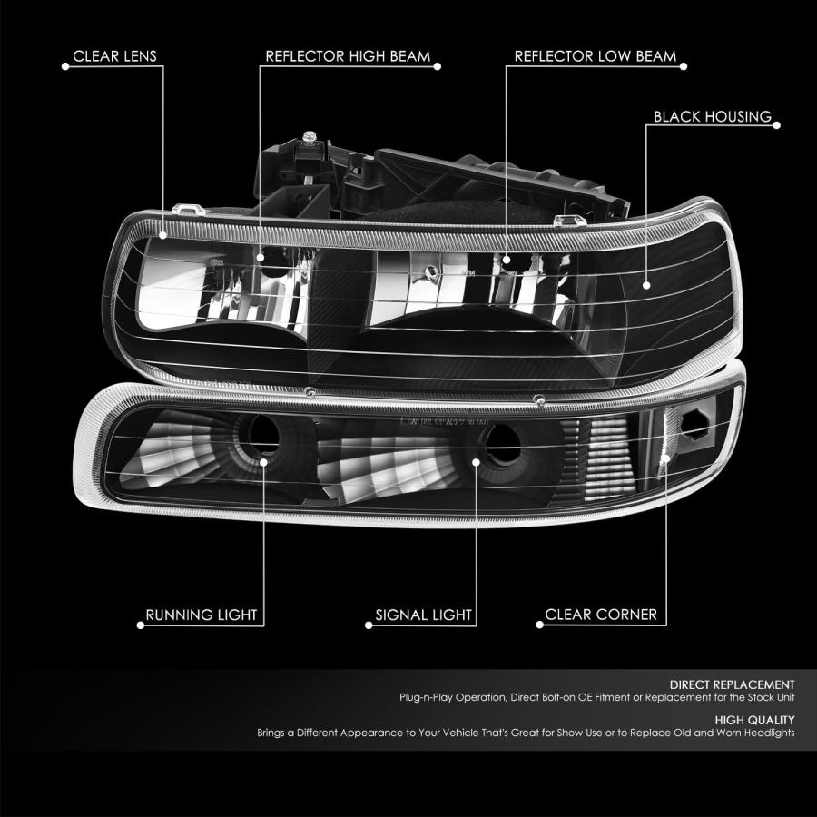 【並行輸入品】 DNA MOTORING Pair OE Style Headlights + Bumper Lights Compatibleの画像