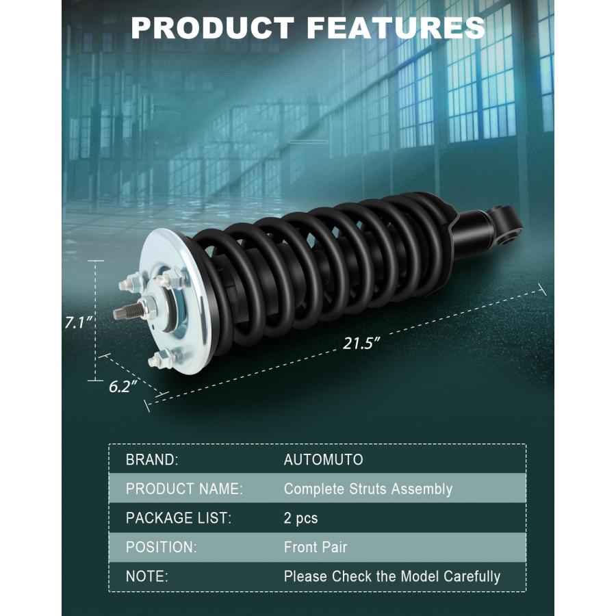 AUTOMUTO Front Pair Complete Struts Coil Spring Assembly Shock A 並行輸入品_6