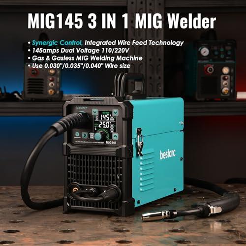 bestarc 145A MIG 溶接機、110V/220V デュアル電圧ガス/ガスレスフラックスコア MIG溶接機/リフトTIG 並行輸入品の画像