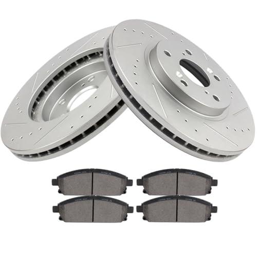 BRAKEUS 5 Lugs Front Brake Rotors and Pads Kits Replacement For 並行輸入品_1