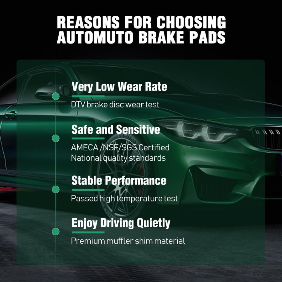 AUTOMUTO 4PCS Front Semi Metallic Disc Brake Pads Set D1414 For 並行輸入品_9