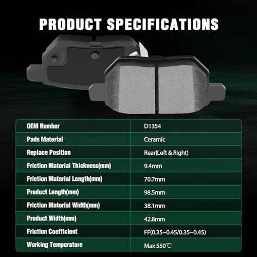AUTOMUTO 4PCS Rear Ceramic Disc Brake Pads Set D1354 For Lexus E 並行輸入品