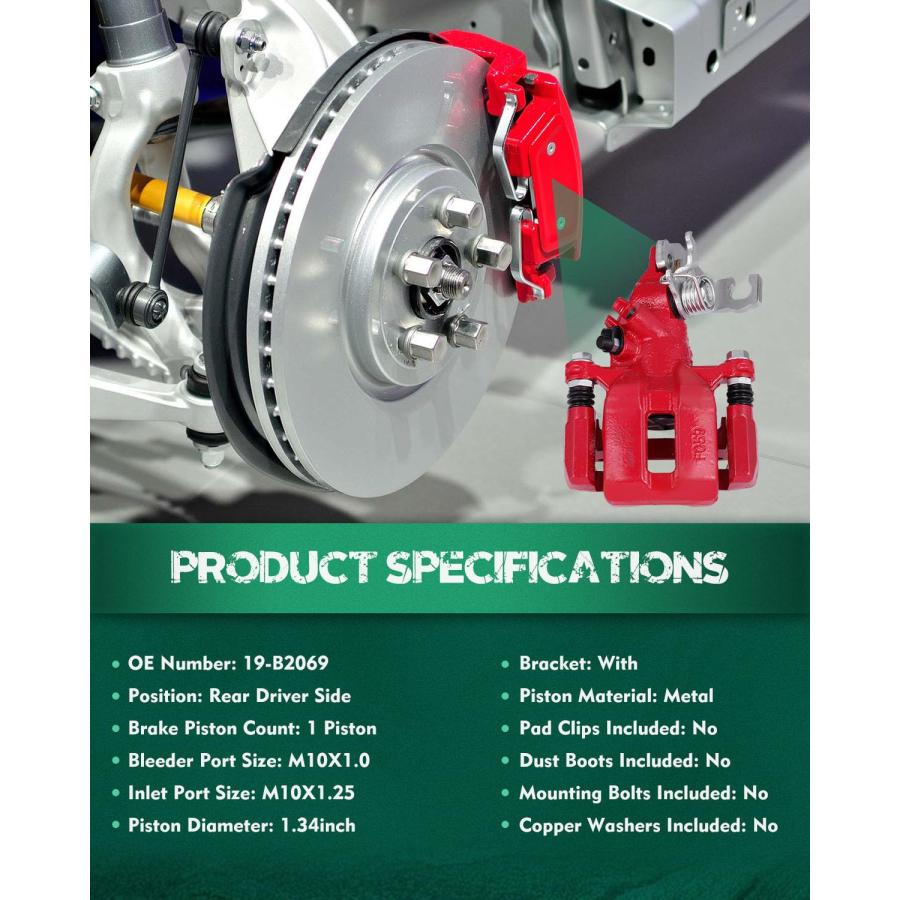 ブランド登録なし - AUTOMUTO Rear Left 19 B2069 Disc Brake Caliper With Bracket For  並行輸入品