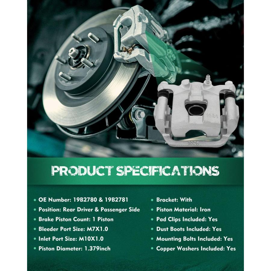ブランド登録なし - AUTOMUTO Rear Left \u0026 Right 19B2780 19B2781 Disc Brake Calipers W 並行輸入品