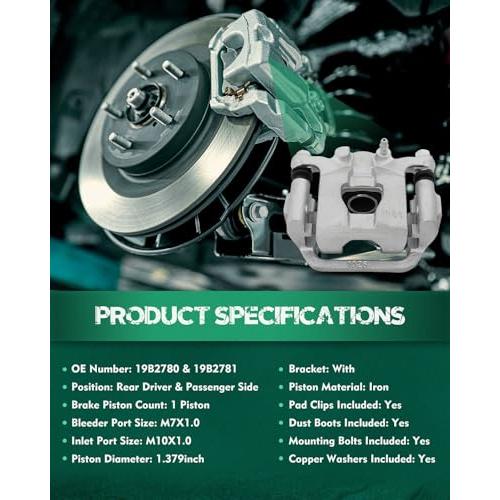 ブランド登録なし - AUTOMUTO Rear Left \u0026 Right 19B2780 19B2781 Disc Brake Calipers W 並行輸入品