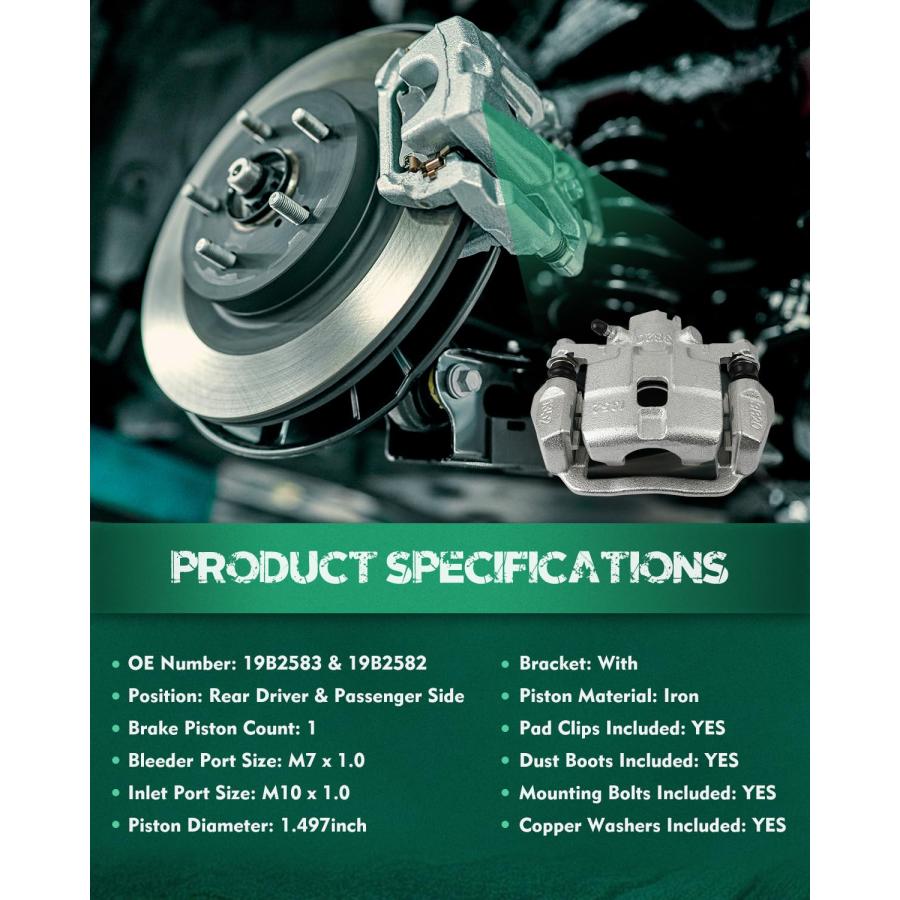 AUTOMUTO Rear Left & Right 19B2583 19B2582 Disc Brake Calipers W 並行輸入品