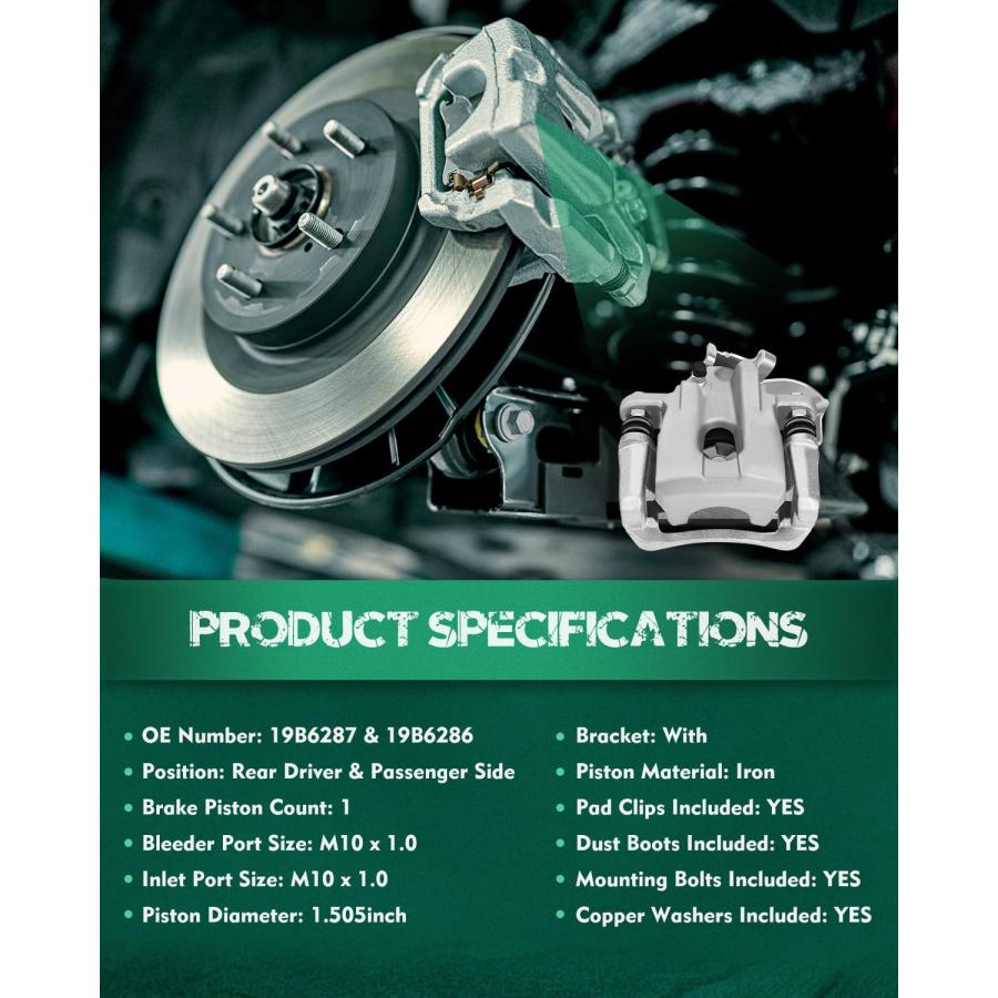 AUTOMUTO Rear Left \u0026 Right 19B6287 19B6286 Disc Brake Calipers W 並行輸入品の画像