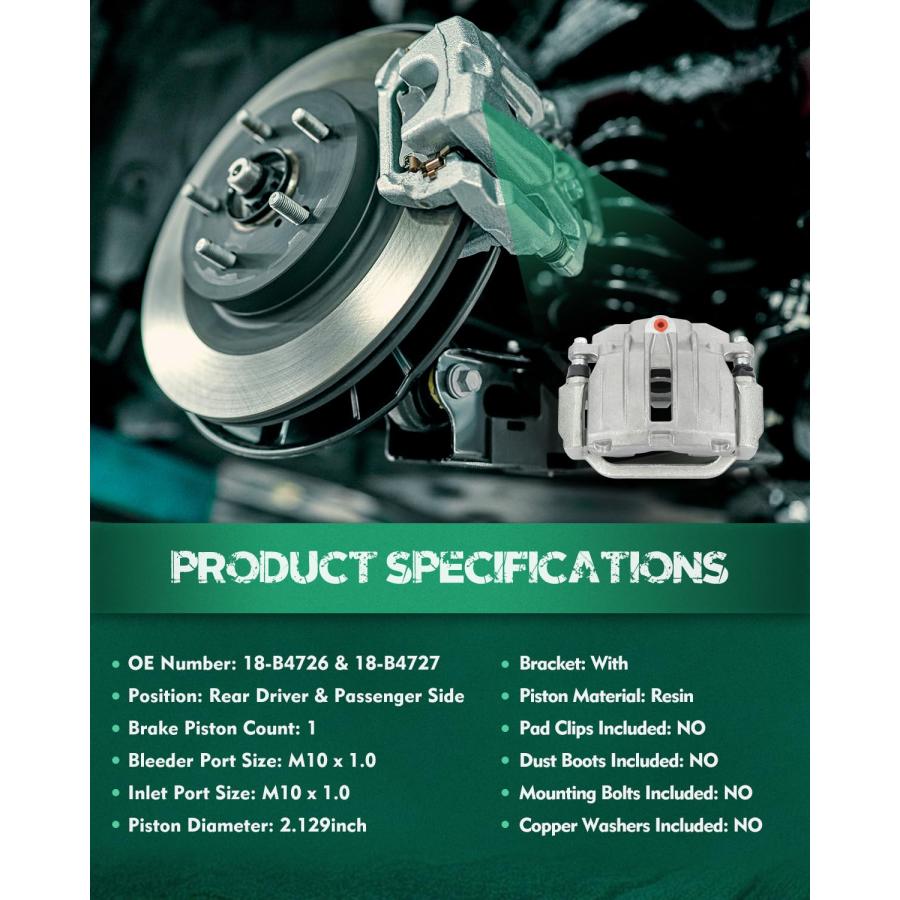 AUTOMUTO Rear Left \u0026 Right 18 B4726 18 B4727 Disc Brake Calipers 並行輸入品の画像