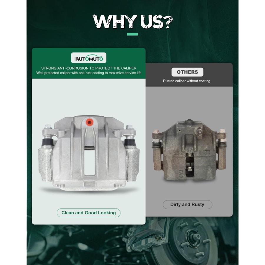 AUTOMUTO Rear Left \u0026 Right 18 B4726 18 B4727 Disc Brake Calipers 並行輸入品の画像