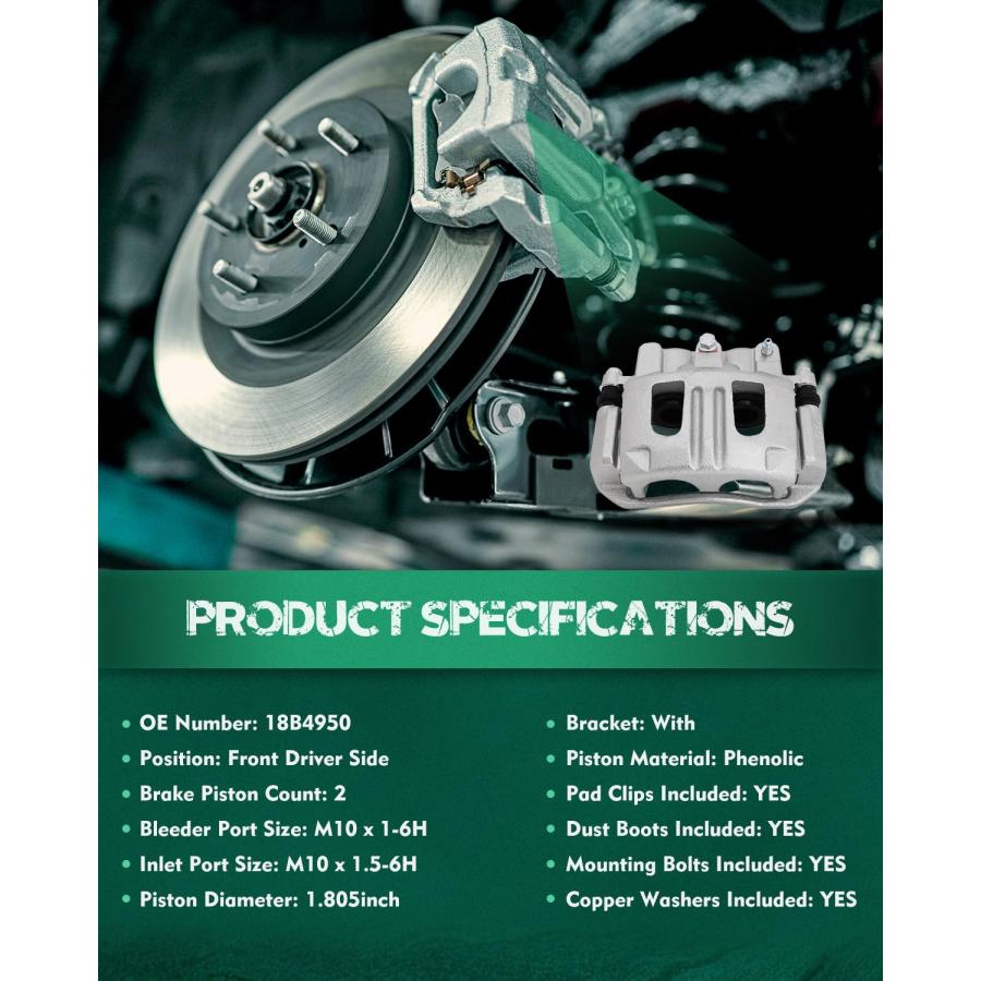 ブランド登録なし - AUTOMUTO Front Left 18B4950 Disc Brake Caliper With Bracket For  並行輸入品