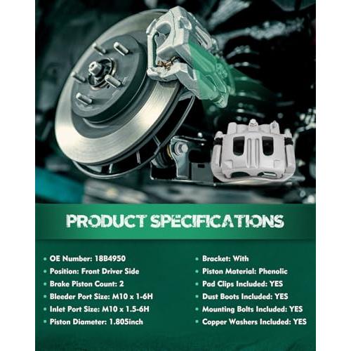 ブランド登録なし - AUTOMUTO Front Left 18B4950 Disc Brake Caliper With Bracket For  並行輸入品