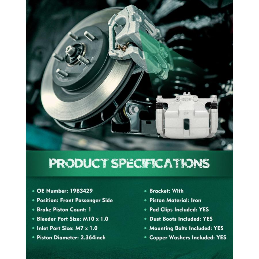 ブランド登録なし - AUTOMUTO Front Right 19B3429 Disc Brake Caliper With Bracket For 並行輸入品