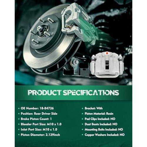 AUTOMUTO Rear Left 18 B4726 Disc Brake Caliper With BracketFor C 並行輸入品