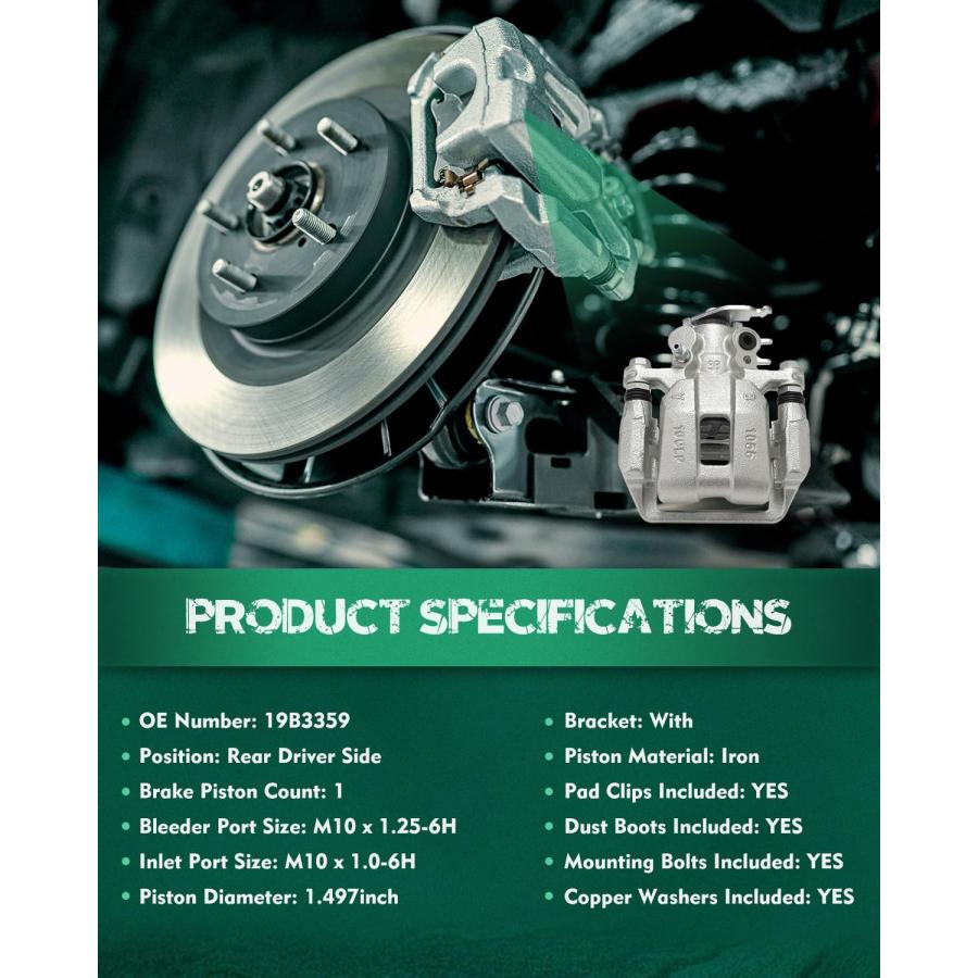 ブランド登録なし - AUTOMUTO Rear Left 19B3359 Disc Brake Caliper With Bracket For A 並行輸入品