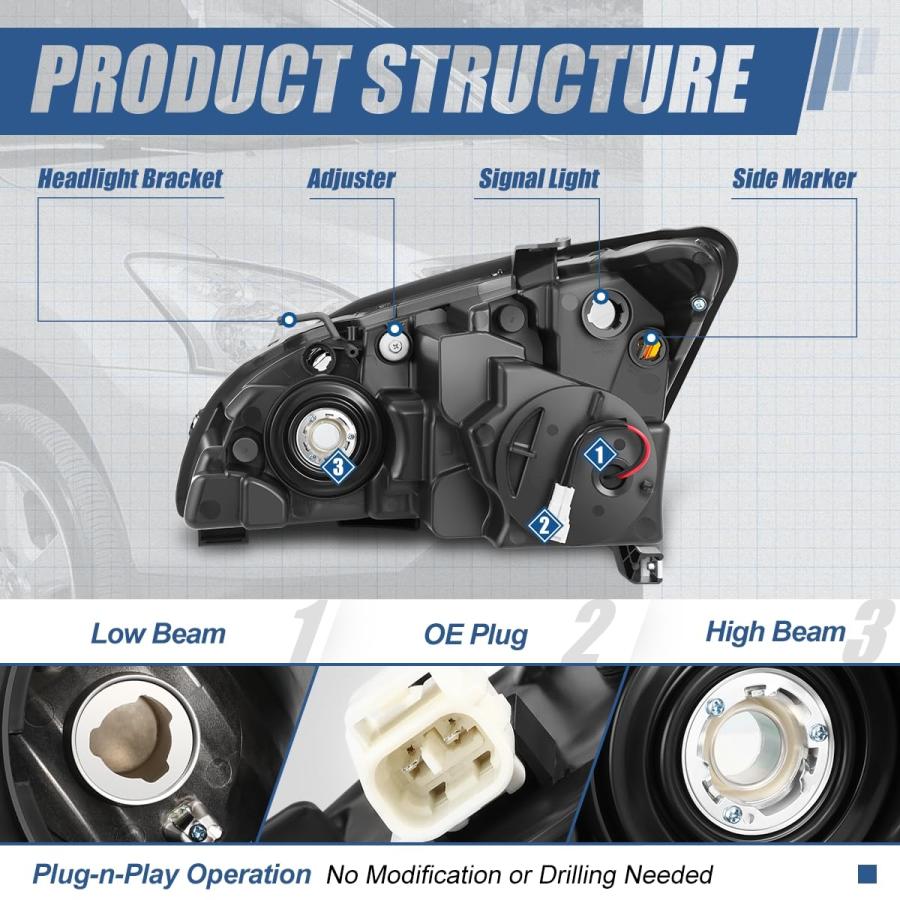 Auto Dynasty Factory Style Halogen Headlight Assembly Compatible 並行輸入品の画像