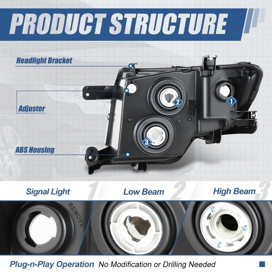 【並行輸入品】 Auto Dynasty Factory Style Halogen Headlight Assembly Compatible_9