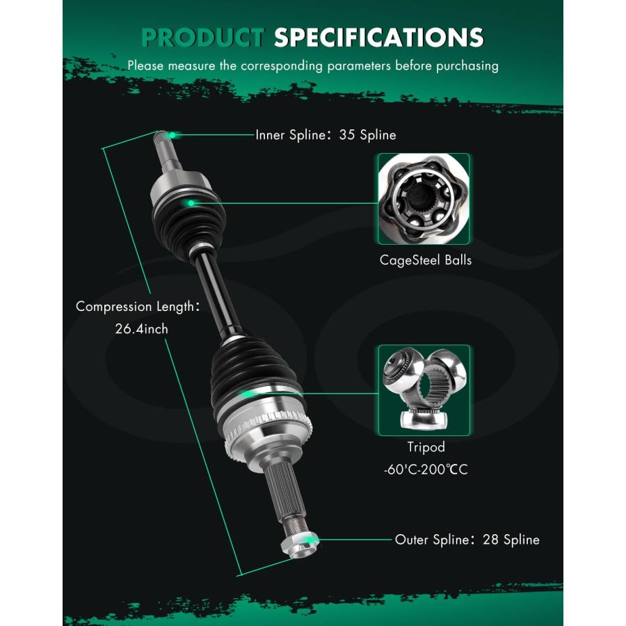 【並行輸入品】 SCITOO Complete Front CV Axle Half Shaft For 66 2084 For Ford Fo_9