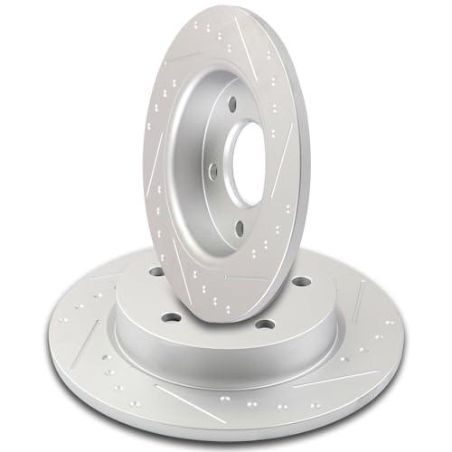 INEEDUP 10.44\" Disc Drilled \u0026 Slotted Brake Rotors Rear For Mazd 並行輸入品"_1
