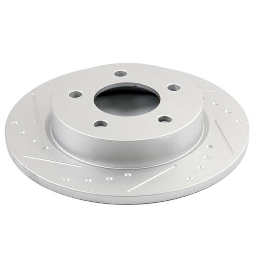 INEEDUP 10.44\" Disc Drilled \u0026 Slotted Brake Rotors Rear For Mazd 並行輸入品"_7