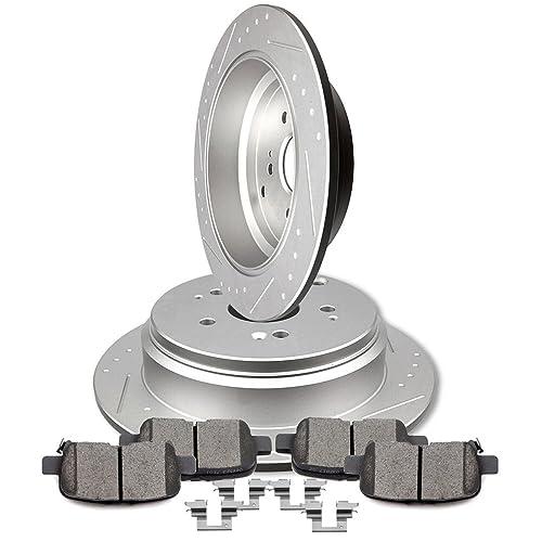 INEEDUP 12.34 Disc Brake Kit Drilled & Slotted Rotors and Ceram