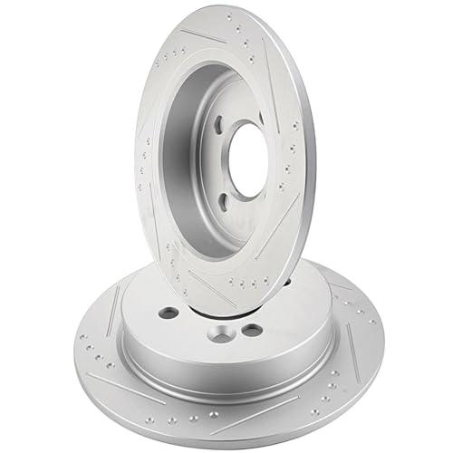 INEEDUP 10.2\" Disc Drilled \u0026 Slotted Brake Rotors Rear For Mini  並行輸入品の画像