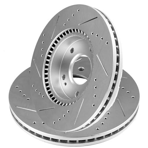 INEEDUP 5 Lugs Disc Drilled & Slotted Brake Rotors Front For Hyu 並行輸入品_1