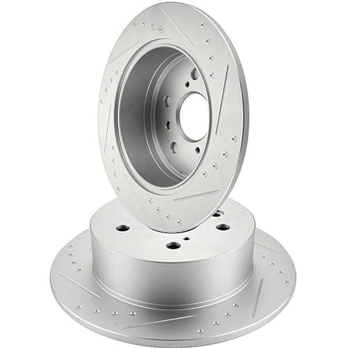 INEEDUP 11.07\" Disc Drilled \u0026 Slotted Brake Rotors Rear For Lexu 並行輸入品の画像