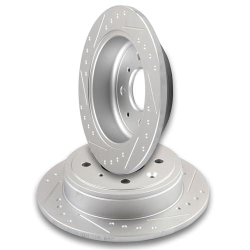 ブランド登録なし - INEEDUP 4 Lugs Disc Drilled \u0026 Slotted Brake Rotors Rear For Cadi 並行輸入品