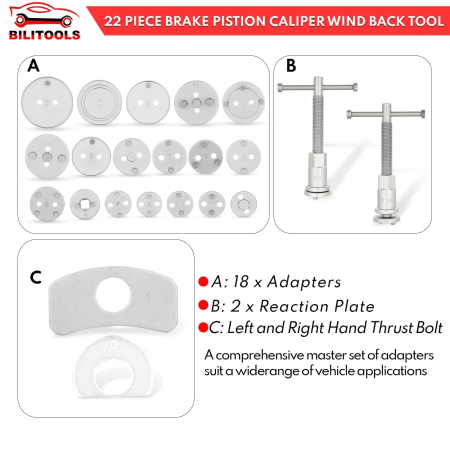 BILITOOLS Brake Caliper Compression Tool 22 Piece Heavy Duty Dis 並行輸入品_8
