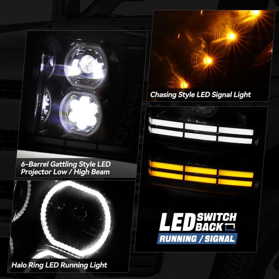 【並行輸入品】 Auto Dynasty Dual Gattling Barrel LED Halo DRL Projector Headlig_6