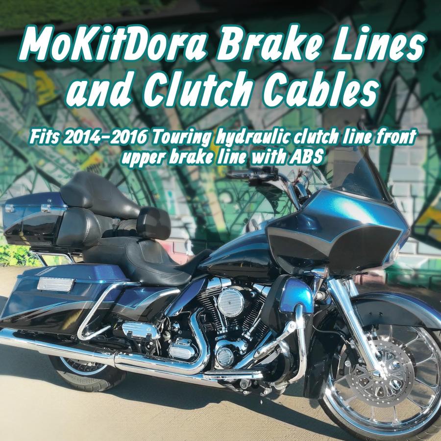MoKitDora 14インチ ハンドルバーケーブルキット 油圧クラッチ\u0026アッパーブレーキライン Harley Touring 2 並行輸入品の画像