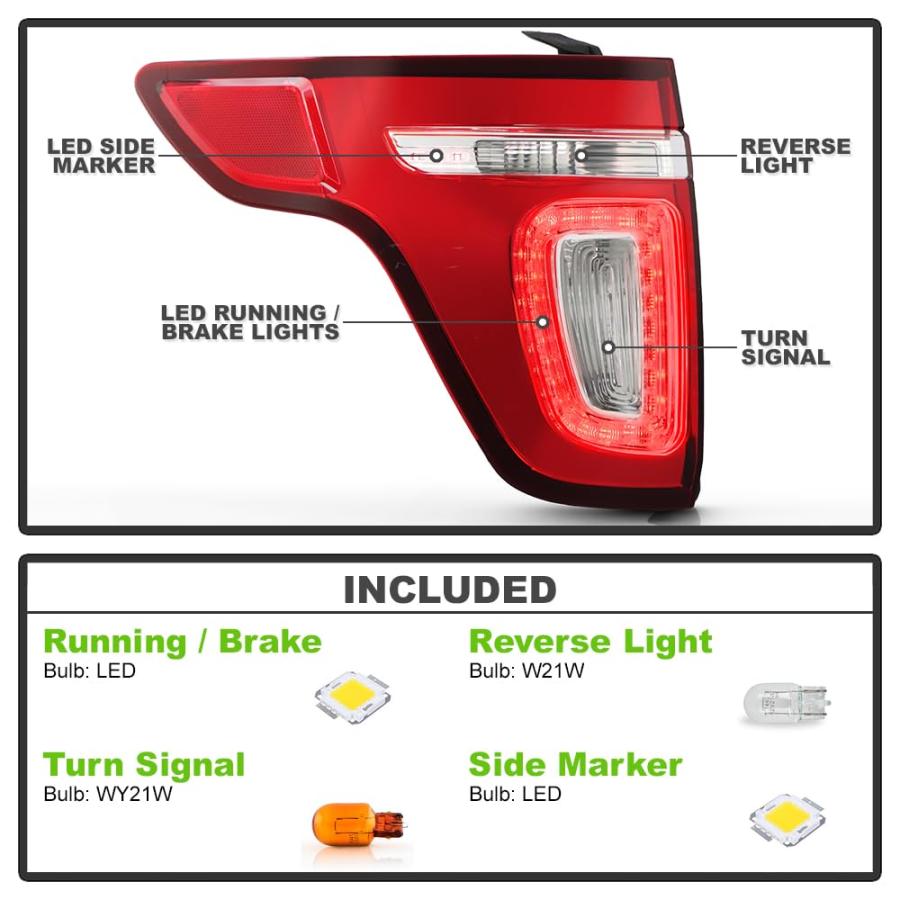 【並行輸入品】 KEEKPO For 2011 2015 Ford Explorer Factory Style Red Clear LED_3