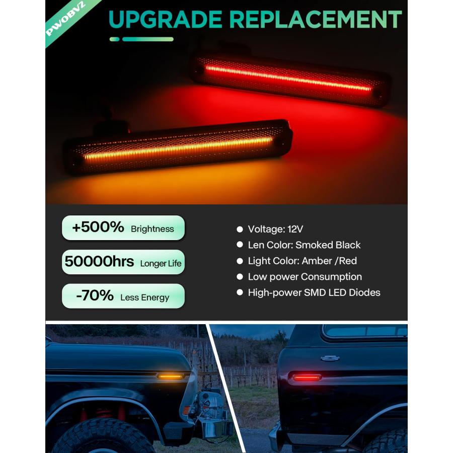 【並行輸入品】 LED Side Marker Lights for Ford F100 F150 F250 F350 1973 1979,foの画像