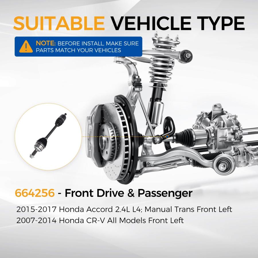 【並行輸入品】PAROD 664256 CV アクスルアセンブリ 2007 2014 CR V、2015 2017 ホンダ アコード 2.4L_8
