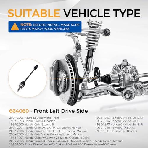 【並行輸入品】PAROD 664060 CV アクスルアセンブリ 適合 1997 2005 アキュラ EL、1988 2005 ホンダ シビック_7