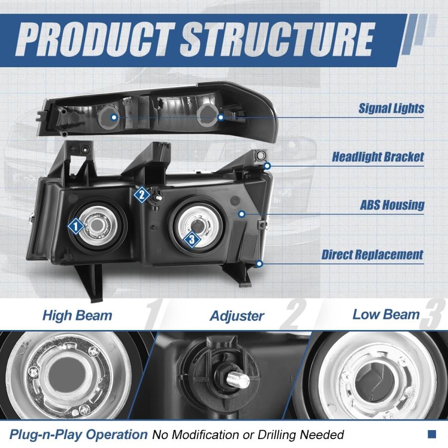 【並行輸入品】 Auto Dynasty Headlights Assembly Compatible with 2004 2012 Chevyの画像