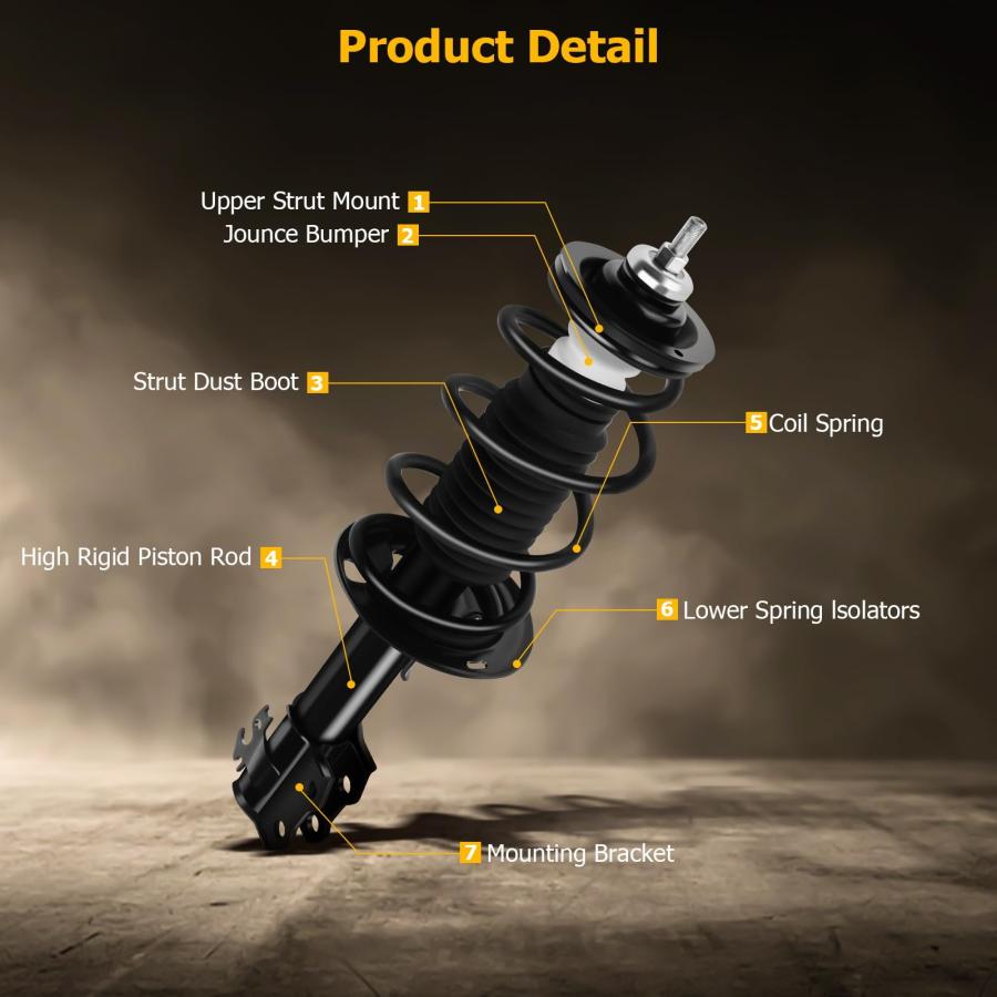 ASAPE 2PCS Front Complete Struts Assembly w/Coil Spring and 2PCS 並行輸入品_6