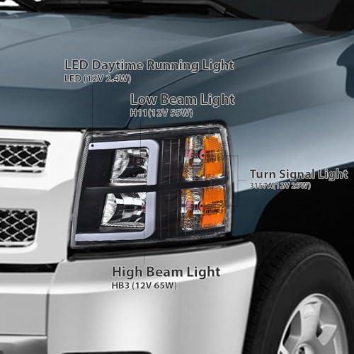 G PLUS LED DRL Tube Projector Headlights, Compatible with Chevy  並行輸入品の画像