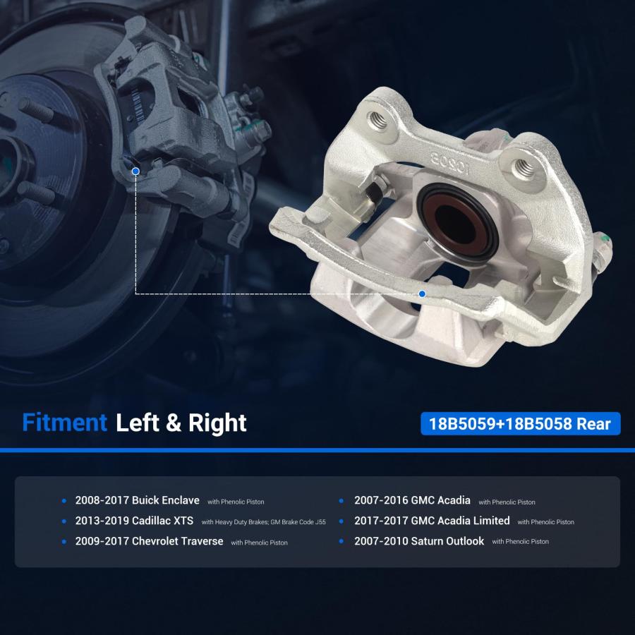 Autoround 18B5059 18B5058 Rear Brake Caliper Assembly with Brack 並行輸入品の画像
